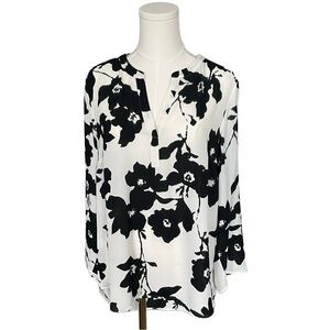 Daniel Rainn Black and White Floral Blouse Size M